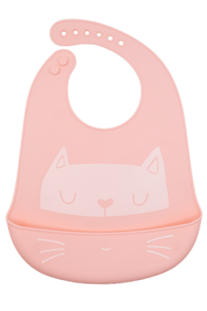Silicone Bib Kitten Pink